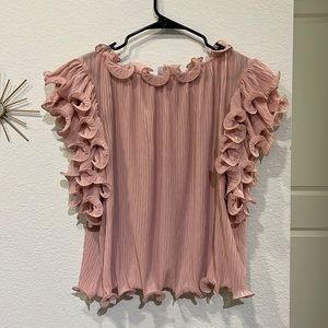 Selfie Leslie | Pink Ruffled Blouse | M